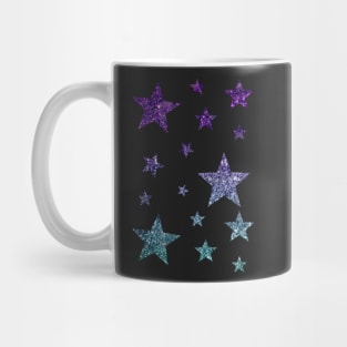 Purple Teal Ombre Faux Glitter Stars Mug